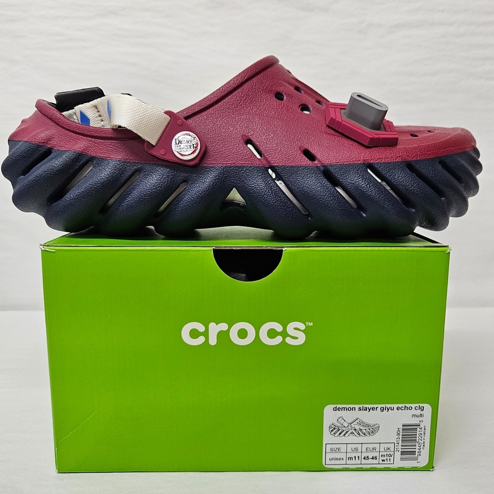 Crocs Echo Clog Demon Slayer Giyu Tomioka 211413-90H Burgundy Navy Men's Size 11